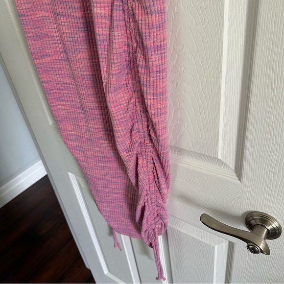 Size XL Paisley Sky Pink Heathered Maternity Side Ruched Dress - Picture 9 of 9